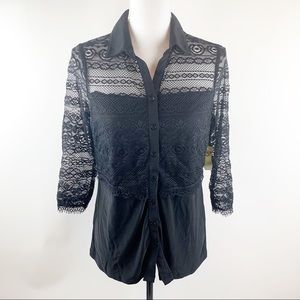 PerSeption Concept Black Lace Blouse Small NWT